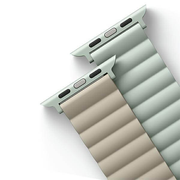 Uniq Λουράκι Apple Watch 2 / 3 / 4 / 5 / 6 / 7 / 8 / 9 / SE / ULTRA 1 / ULTRA 2 - 42 / 44 / 45 / 49 mm Revix Μαγνητικό Σιλικόνης Διπλής Όψης - Sage / Beige