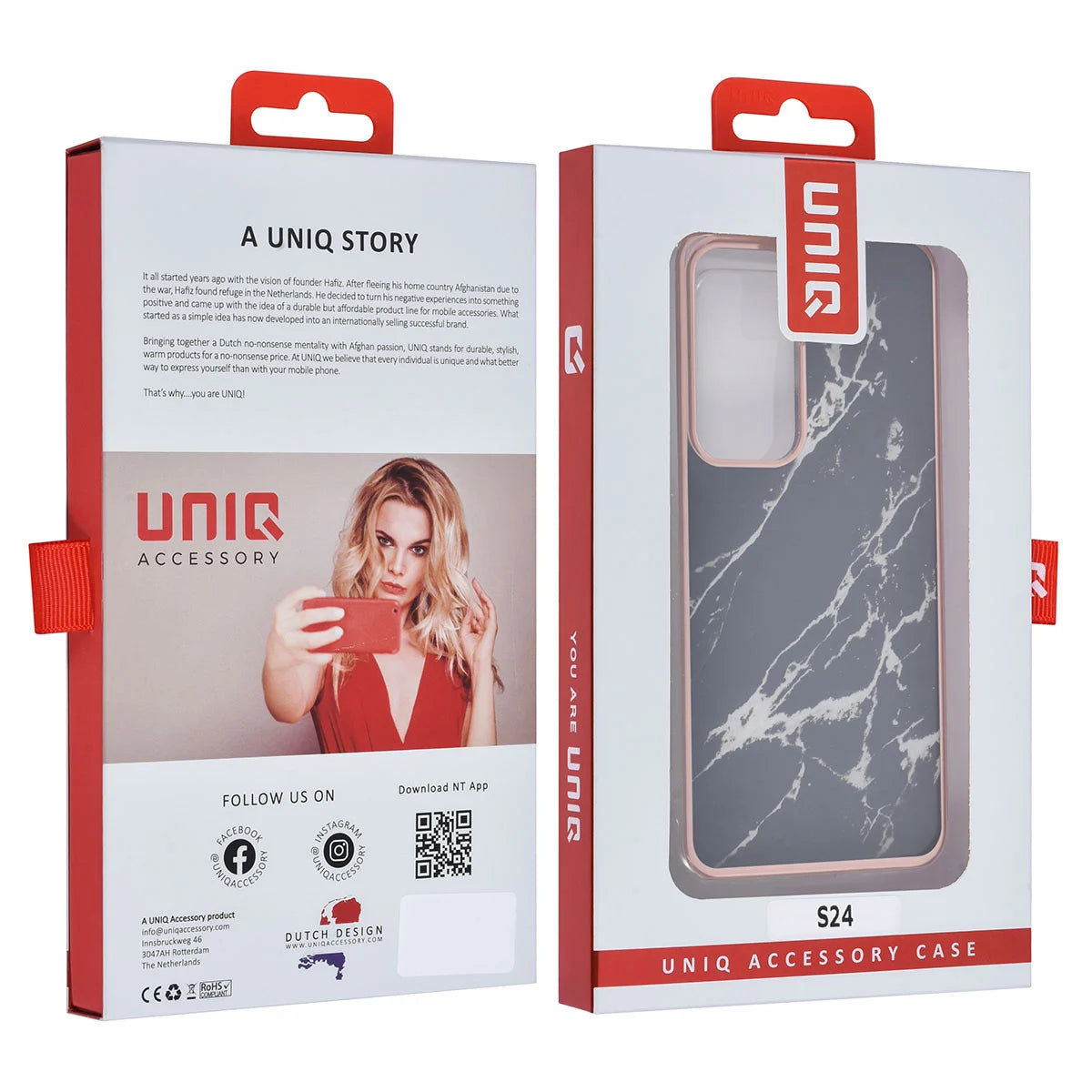 Tuniq Samsung Galaxy S24 - Σκληρή Θήκη με Πλαίσιο Σιλικόνης - Σχέδιο Μάρμαρο - Μαύρη