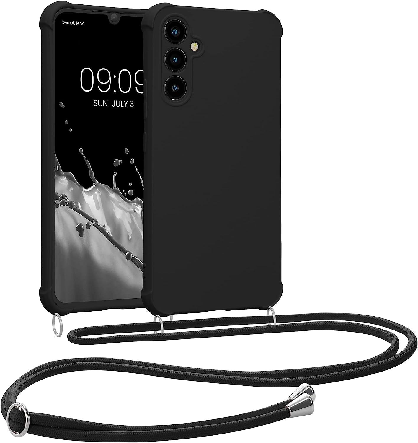 KW Samsung Galaxy A34 5G Θήκη Σιλικόνης TPU με Λουράκι - Black - 60820.01