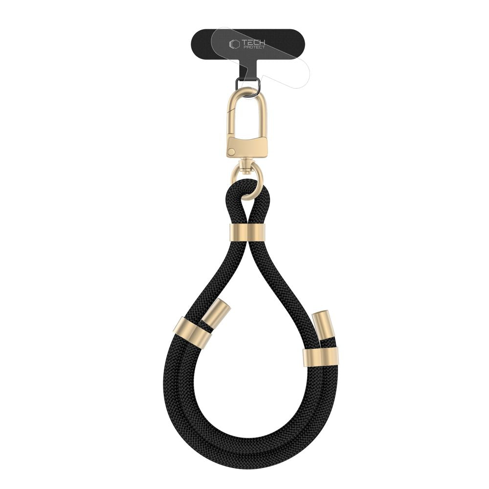 Tech-Protect C4S Rope Wrist Strap - Universal Λουράκι Καρπού για Θήκη Κινητού - Black / Gold
