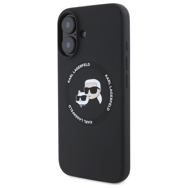 Karl Lagerfeld iPhone 16 - Silicone Karl and Choupette Heads - Θήκη Σιλικόνης με MagSafe - Black - KLHMP16SSKCHTCK