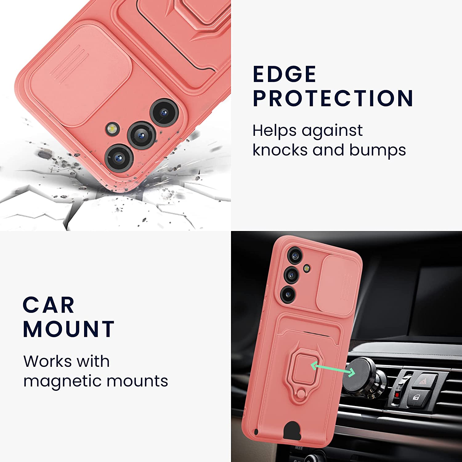 KW Samsung Galaxy A54 5G Θήκη Σιλικόνης με Κάλυμμα για την Κάμερα και Δαχτυλίδι Συγκράτησης - Winter Rose - 61339.193