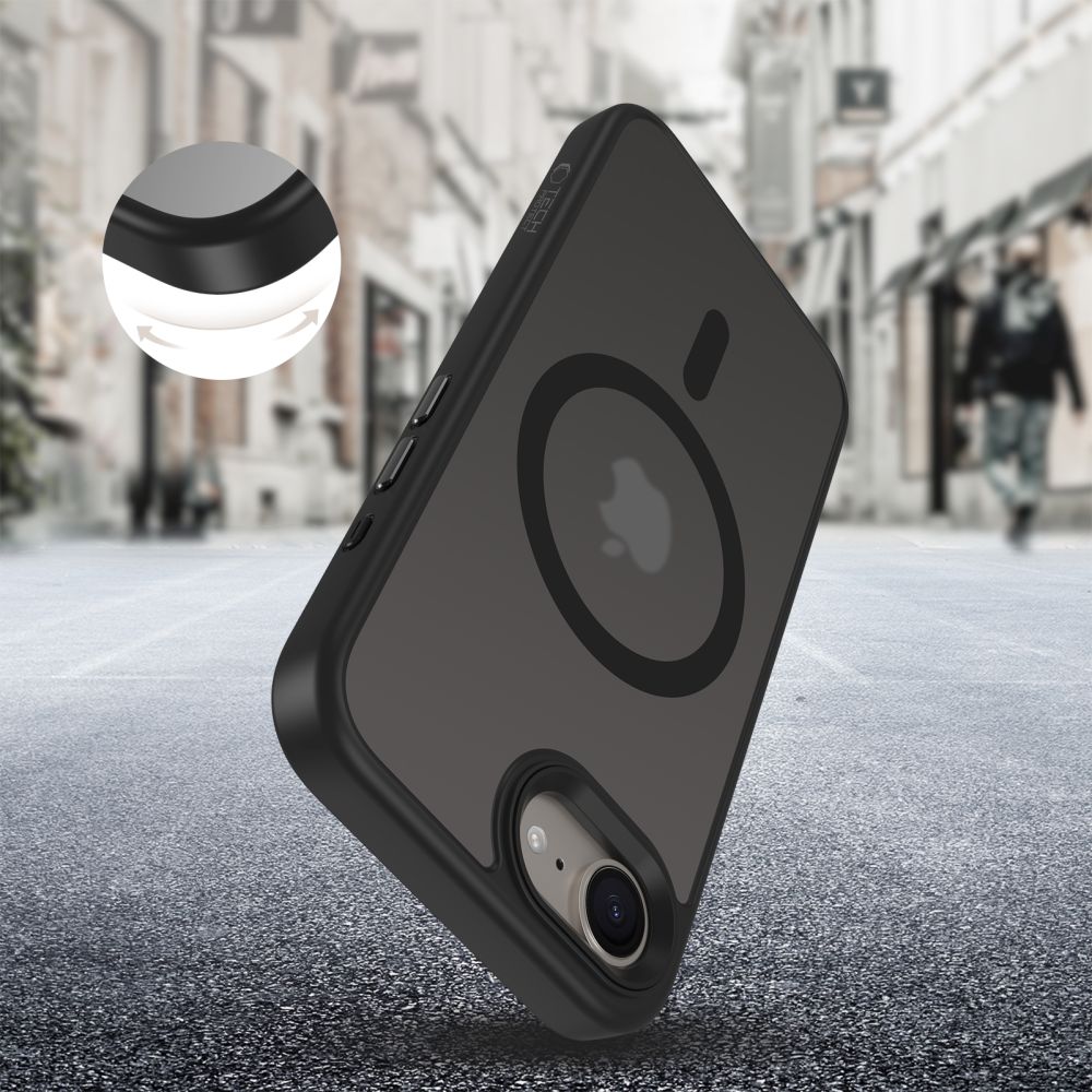 Tech-Protect iPhone 16e MagMat Σκληρή Θήκη με Πλαίσιο Σιλικόνης και MagSafe - Matte Black / Ημιδιάφανη