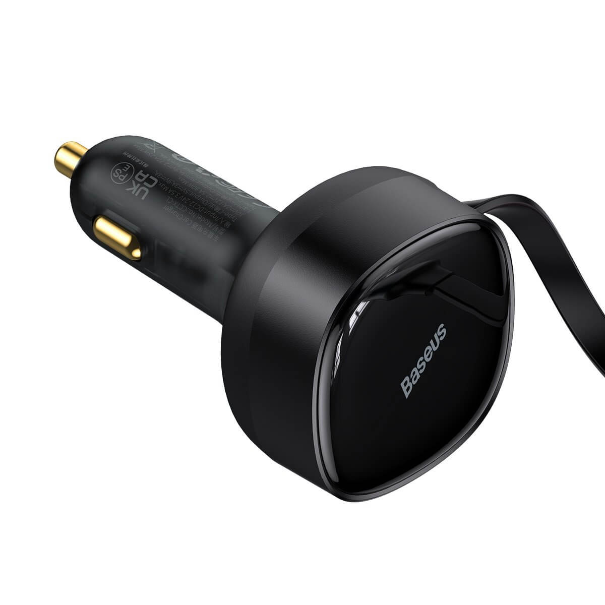 Baseus Enjoyment Retractable 2-in-1 Fast Car Charger Φορτιστής Αυτοκινήτου με Ενσωματωμένα Καλώδια Lightning και Type-C 30W - Black - CGTX000001