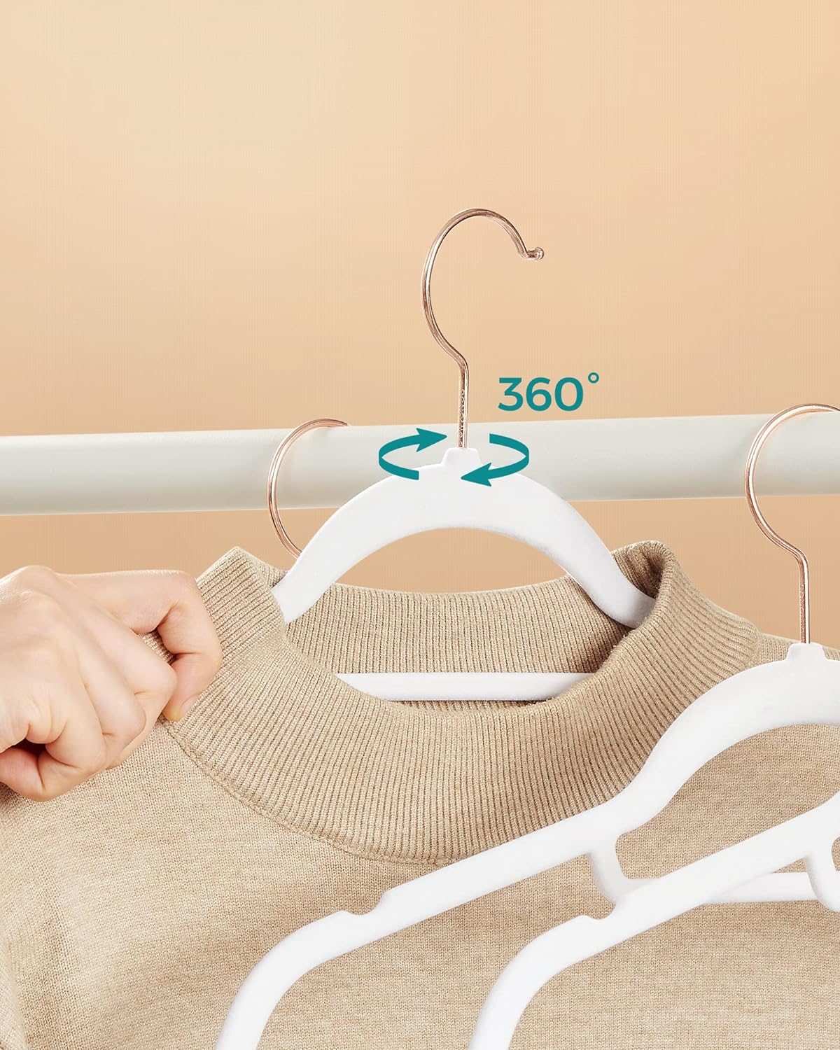 Songmics Σετ με 50 Βελούδινες Κρεμάστρες Ρούχων - Rose Gold / White - CRF021W02