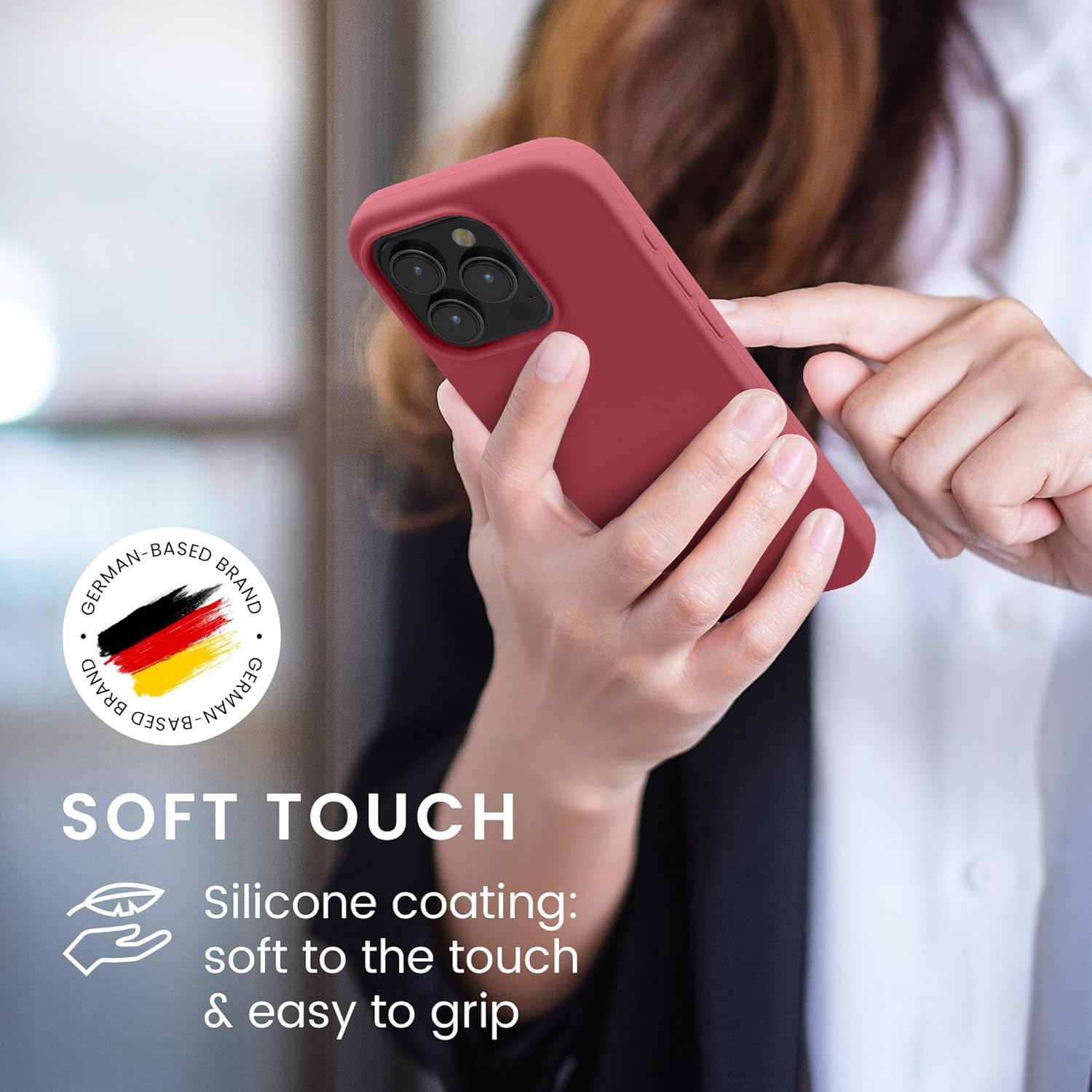 KW iPhone 15 Pro Θήκη Σιλικόνης Rubberized TPU - Dark Rose