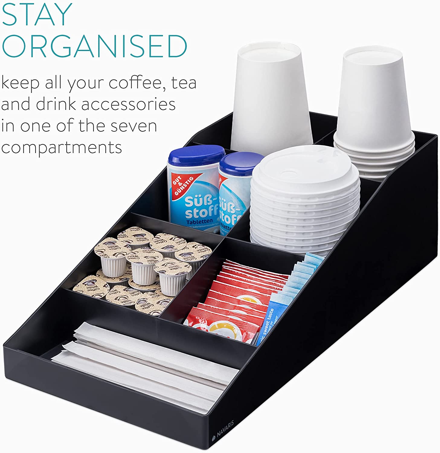 Navaris Αξεσουάρ για Οργάνωση και Αποθήκευση Αναλώσιμων Καφέ και Τσάι - Black - 54093.01
