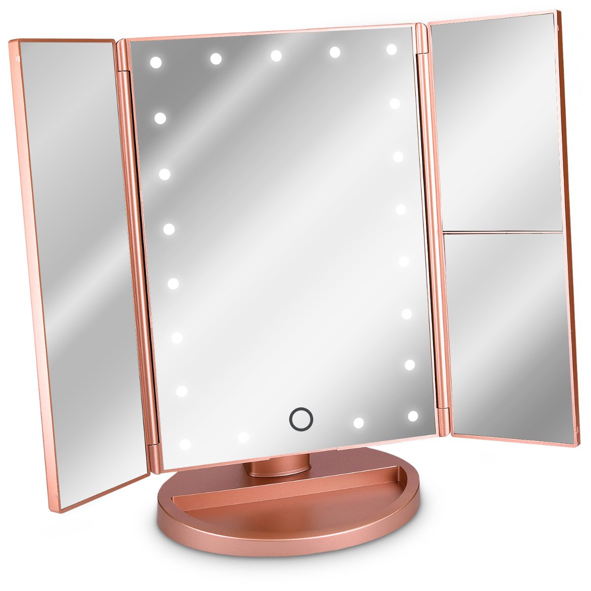 Navaris LED Foldable Cosmetic Mirror - Φωτιζόμενος Καθρέπτης LED - Matte Rose Gold - 43457.89