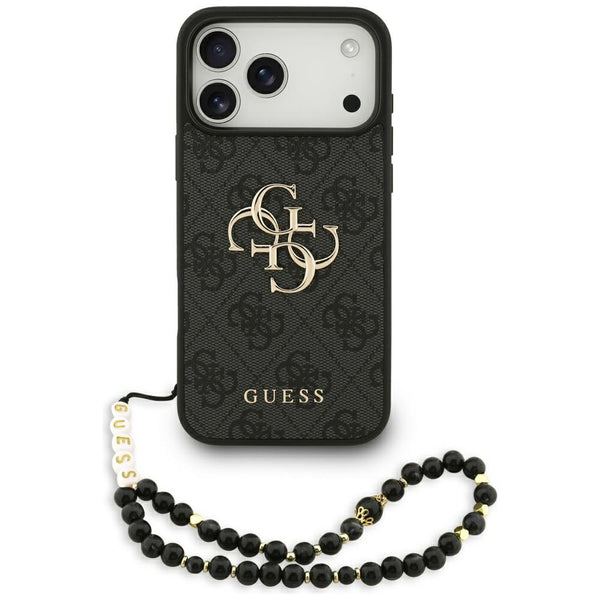 Guess iPhone 17 Pro Max - 4G Strap 4G Classic Logo - Σκληρή Θήκη με Επένδυση Συνθετικού Δέρματος και Λουράκι - Black - GUHCP17XP4GMGSK