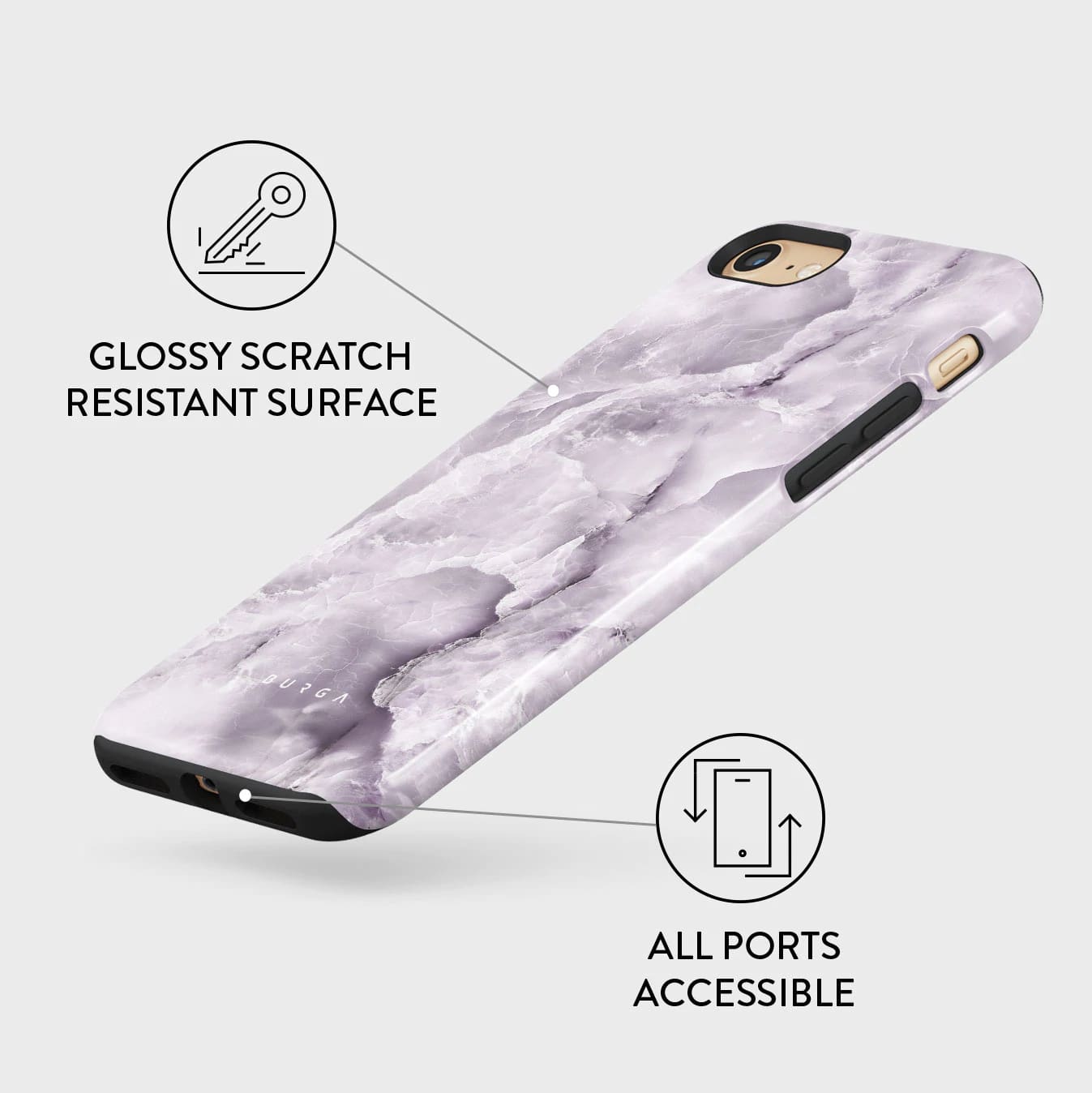 Burga iPhone SE 2022 / SE 2020 / 7 / 8 Fashion Tough Σκληρή Θήκη - Black Currant