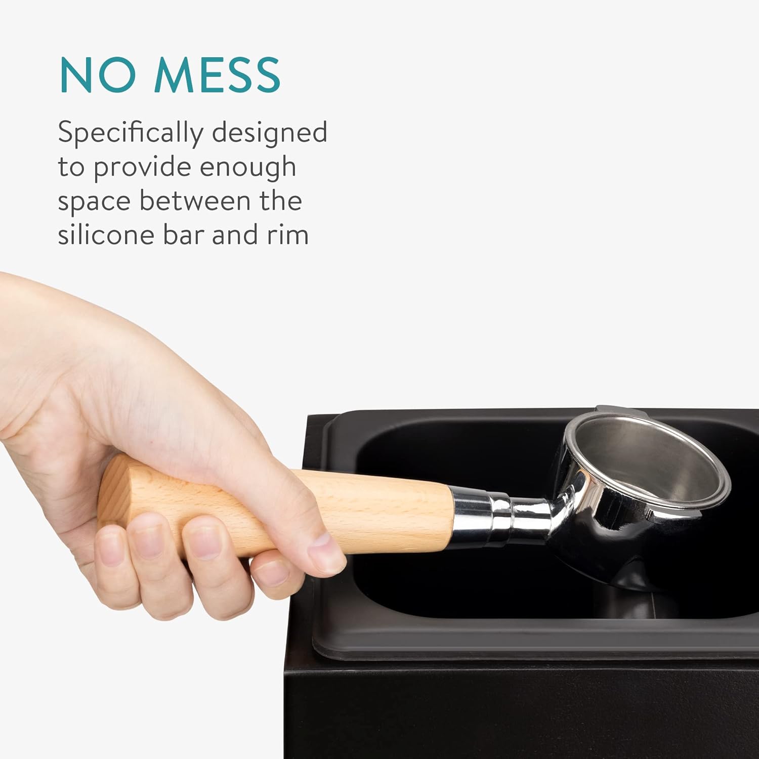 Navaris Ξύλινο Δοχείο Χτυπήματος Κλείστρου - Acacia Wood - ‎Black - 54693.03