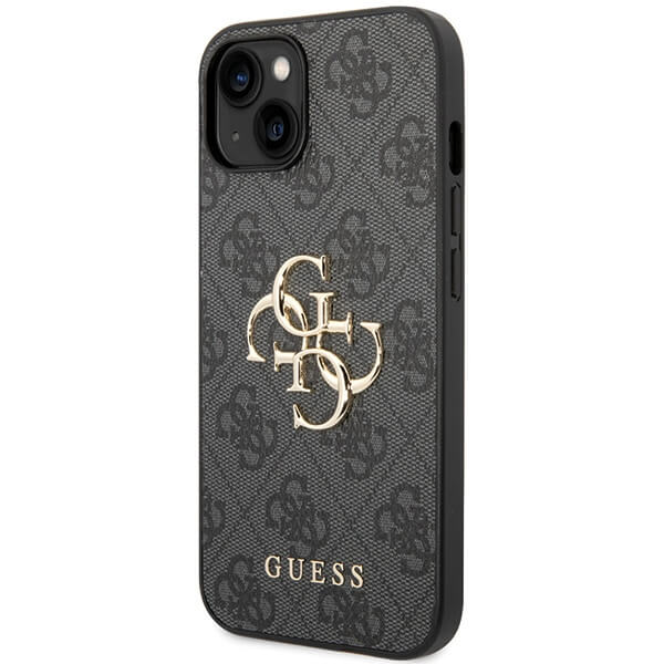Guess iPhone 15 Plus / 14 Plus - 4G Big Metal Logo Θήκη με Επένδυση Συνθετικού Δέρματος - Grey - GUHCP15M4GMGGR