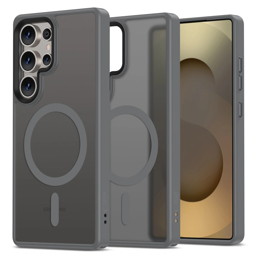 Tech-Protect Samsung Galaxy S25 Ultra MagMat Σκληρή Θήκη με Πλαίσιο Σιλικόνης και MagSafe - Matte Titanium / Ημιδιάφανη
