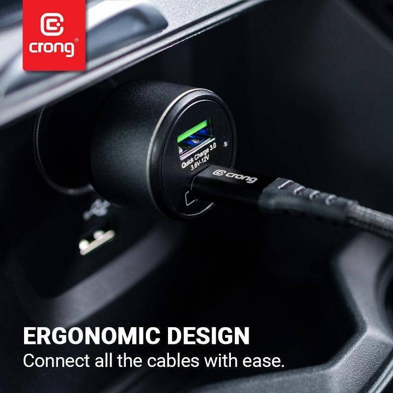 Crong Power 63W Φορτιστής Αυτοκινήτου Γρήγορης Φόρτισης με 1 Θύρα Type - C και 1 Θύρα USB - Black