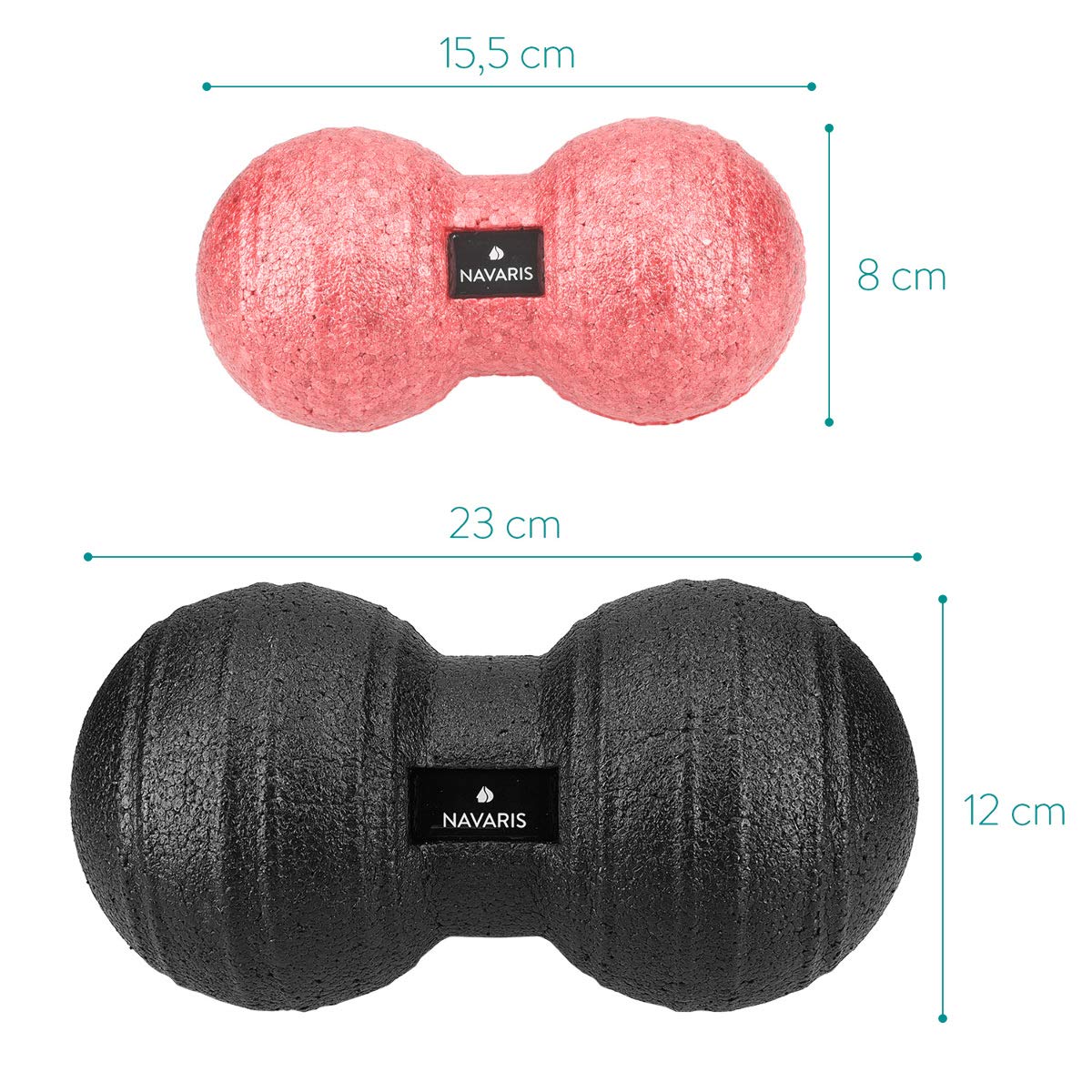 Navaris 2x Peanut Duo Massage Ball - Σετ με 2 Μπάλες Μασάζ - Black / Red - 44055.09