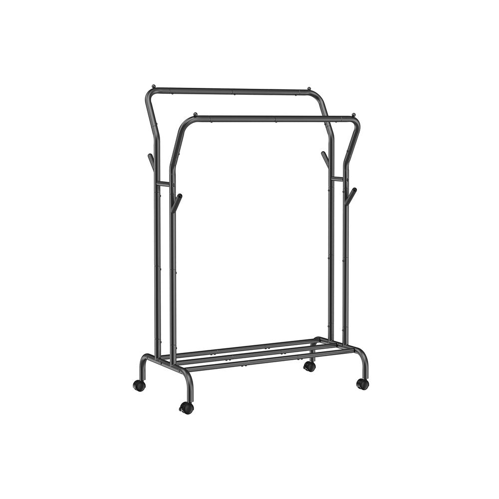 Songmics Τροχήλατη Κρεμάστρα Pούχων με 2 Pάγες και Ράφι - Ράγα Ρούχων - 52.5 x 103.5 x 155 cm - Black - HSR107B01
