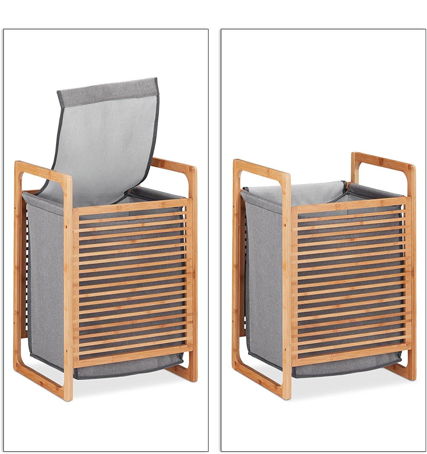 Relaxdays Κάδος Απλύτων από Μπαμπού - Natural / Grey - 4052025265052