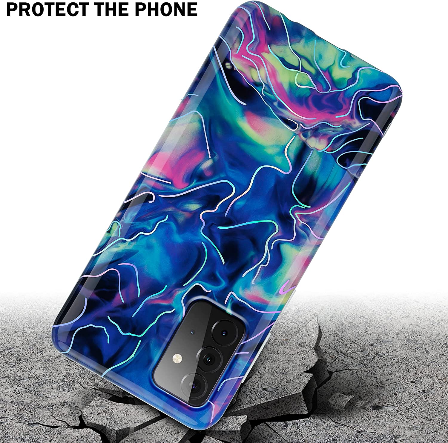 Cadorabo Samsung Galaxy A72 / A72 5G Θήκη Σιλικόνης TPU - Design Marble No.17 Mosaic Pattern - Pink / Blue / Marble