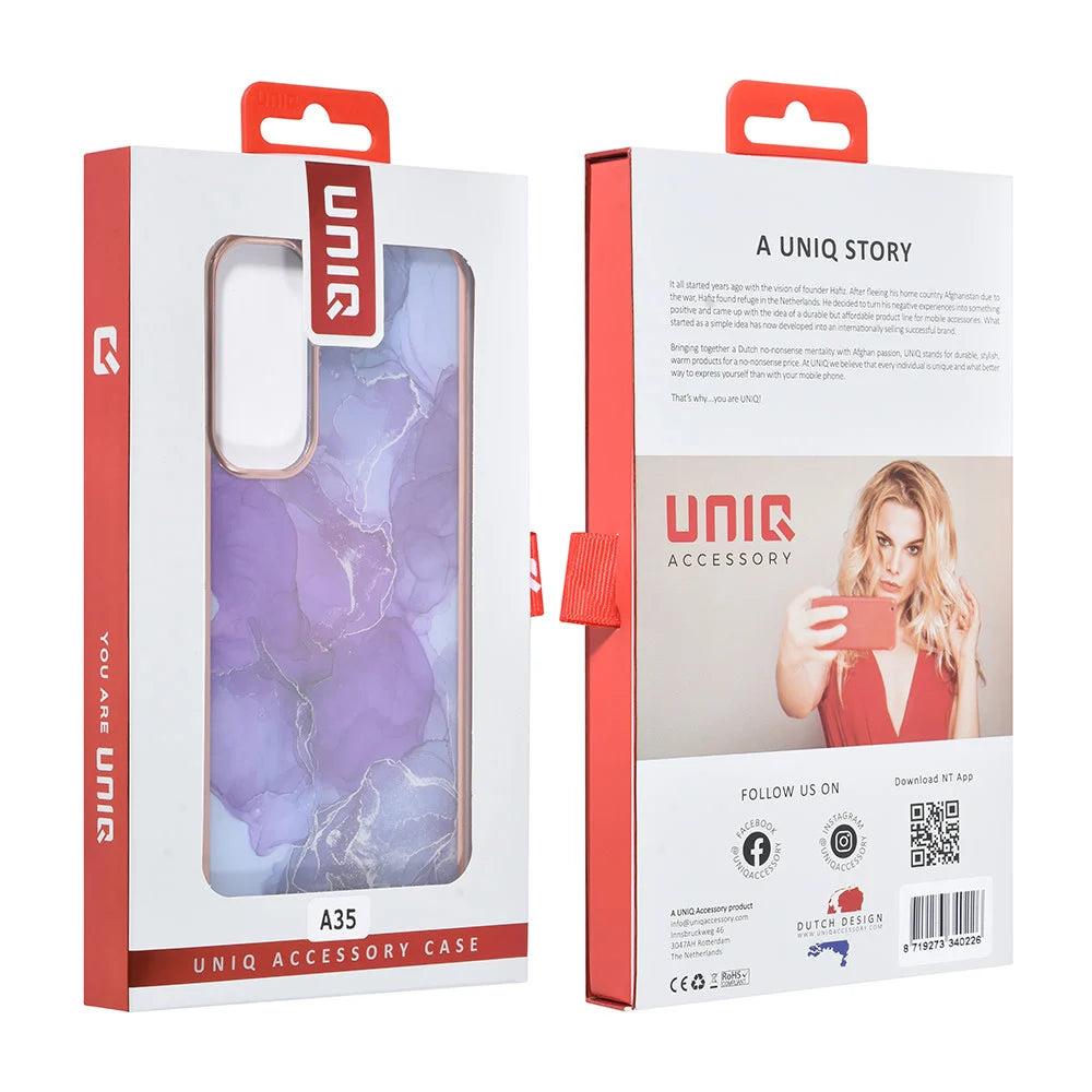 Tuniq Samsung Galaxy A35 5G - Σκληρή Θήκη με Πλαίσιο Σιλικόνης - Σχέδιο Μάρμαρο - Μοβ