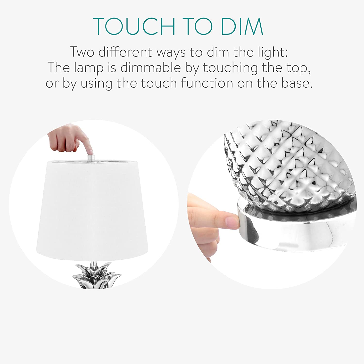 Navaris Desk Lamp Επιτραπέζιο Φωτιστικό - Ανανάς - 44cm - White / Silver - 52605.35.02