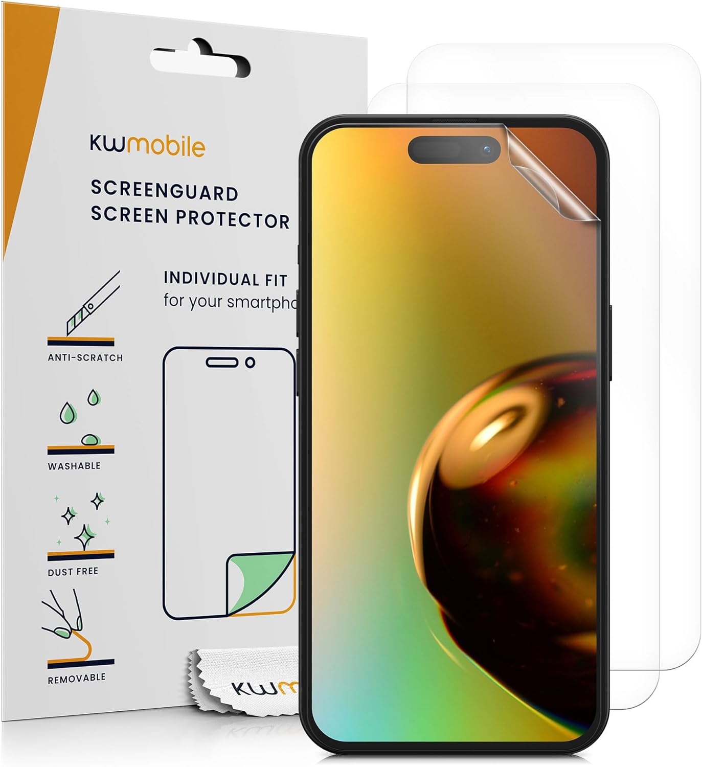 KW iPhone 15 - Τρεις Μεμβράνες Προστασίας Οθόνης - Διάφανες - 62021.1