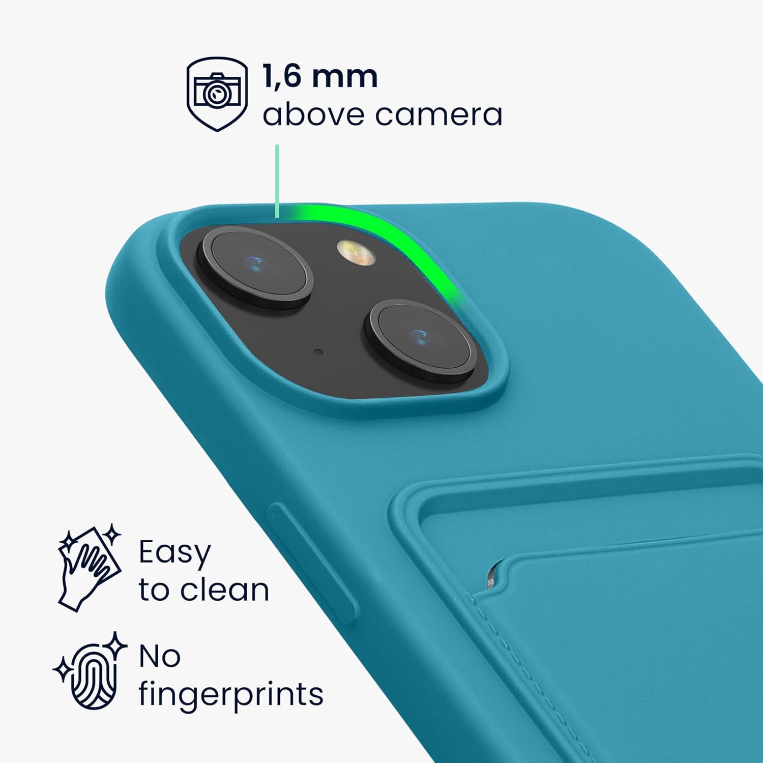 KW iPhone 15 Θήκη Σιλικόνης TPU με Υποδοχή για Κάρτα - Matte Light Blue