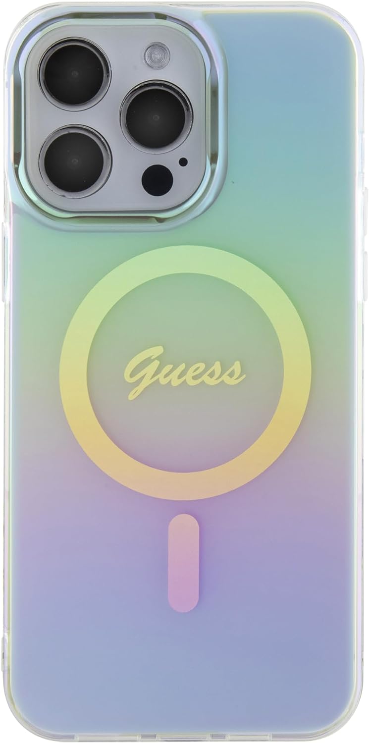 Guess iPhone 15 Pro IML Iridescent MagSafe Σκληρή Θήκη με Πλαίσιο Σιλικόνης και MagSafe - Turquoise - GUHMP15LHITSP
