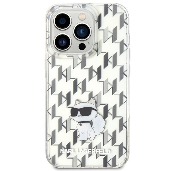 Karl Lagerfeld iPhone 15 Pro Max Monogram Choupette Σκληρή Θήκη με Πλαίσιο Σιλικόνης - Διάφανη - KLHCP15XHNCMKLT