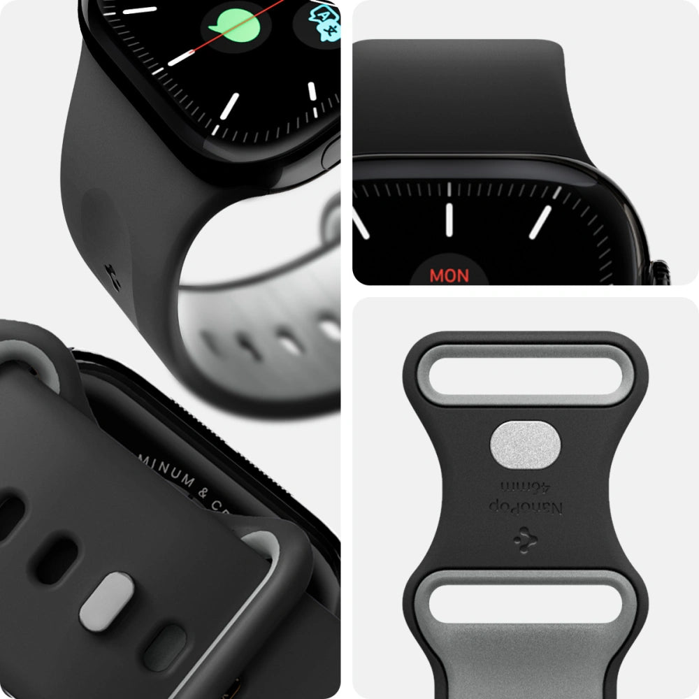 Spigen Λουράκι Apple Watch 8/9/10/11 - SE (1/2/3) - Ultra (1/2/3) – 44/45/46/49mm Nano Pop Σιλικόνης - Black Sesame