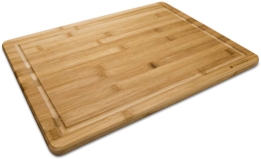 Navaris Natural Bamboo Wooden Chopping Board Ξύλινη Επιφάνεια Κοπής - 45 x 34 x 1.8 cm - Light Brown - 51502.01