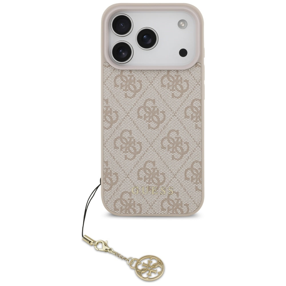 Guess iPhone 17 Pro - 4G Charms Collection MagSafe - Θήκη με Επένδυση Συνθετικού Δέρματος - Pink - GUHMP17LGF4GCP