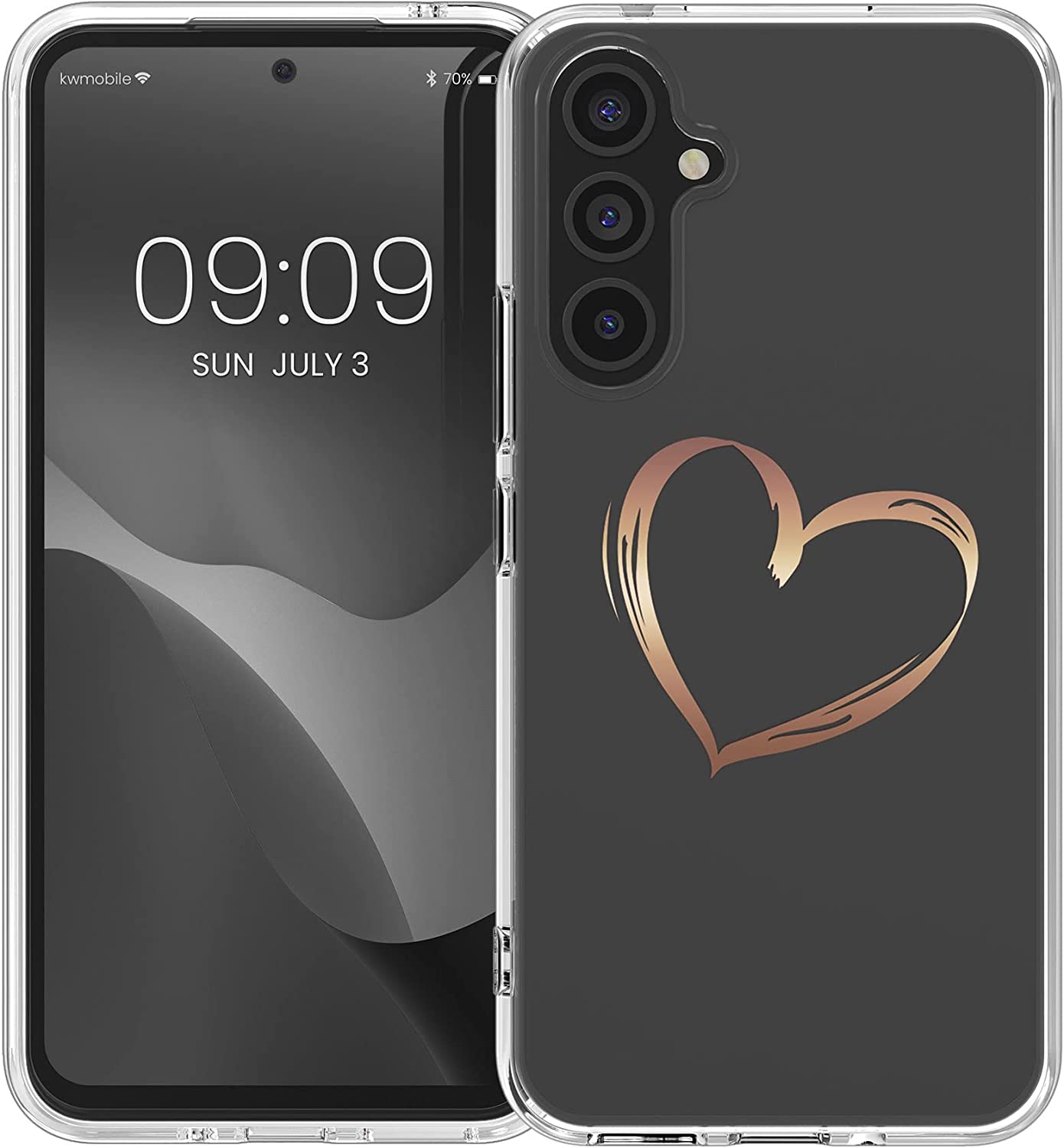 KW Samsung Galaxy A54 5G Θήκη Σιλικόνης TPU Design Heart Brush - Rose Gold / Διάφανη - 60806.01