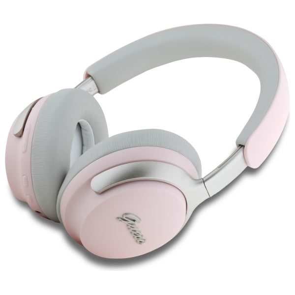 Guess Over-Ear Metal Script Logo - Ασύρματα Bluetooth Ακουστικά - Pink