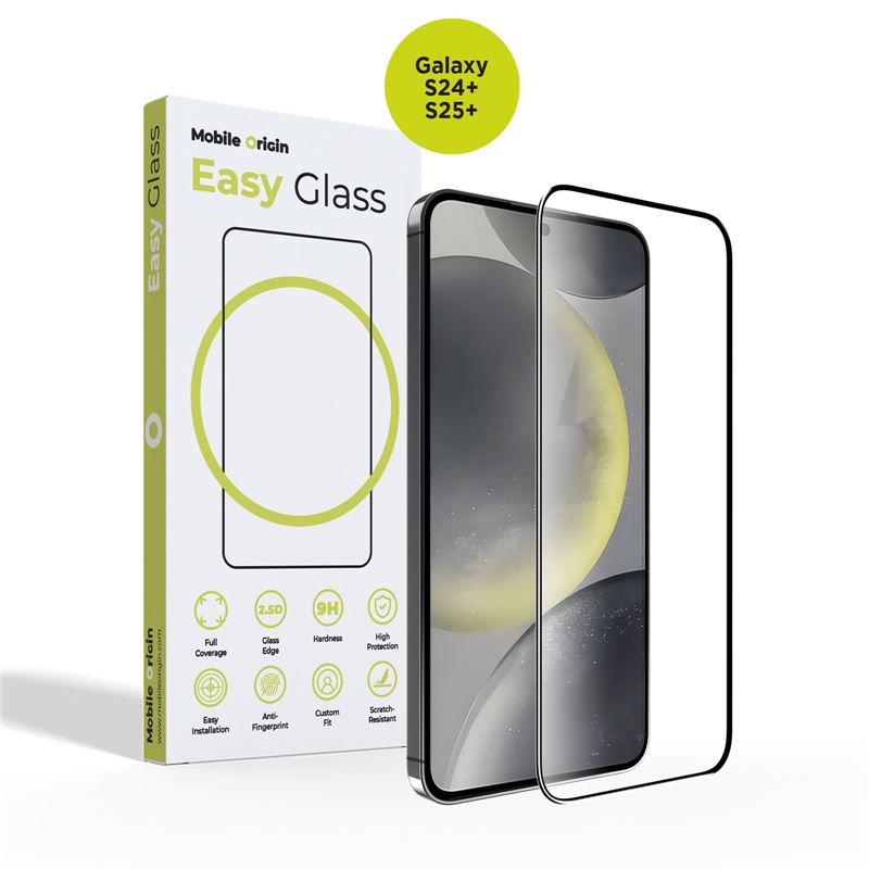 Mobile Origin Samsung Galaxy S24+ EasyGlass Case Friendly 9H Full Screen Full Glue Tempered Glass Αντιχαρακτικό Γυαλί Οθόνης - Black