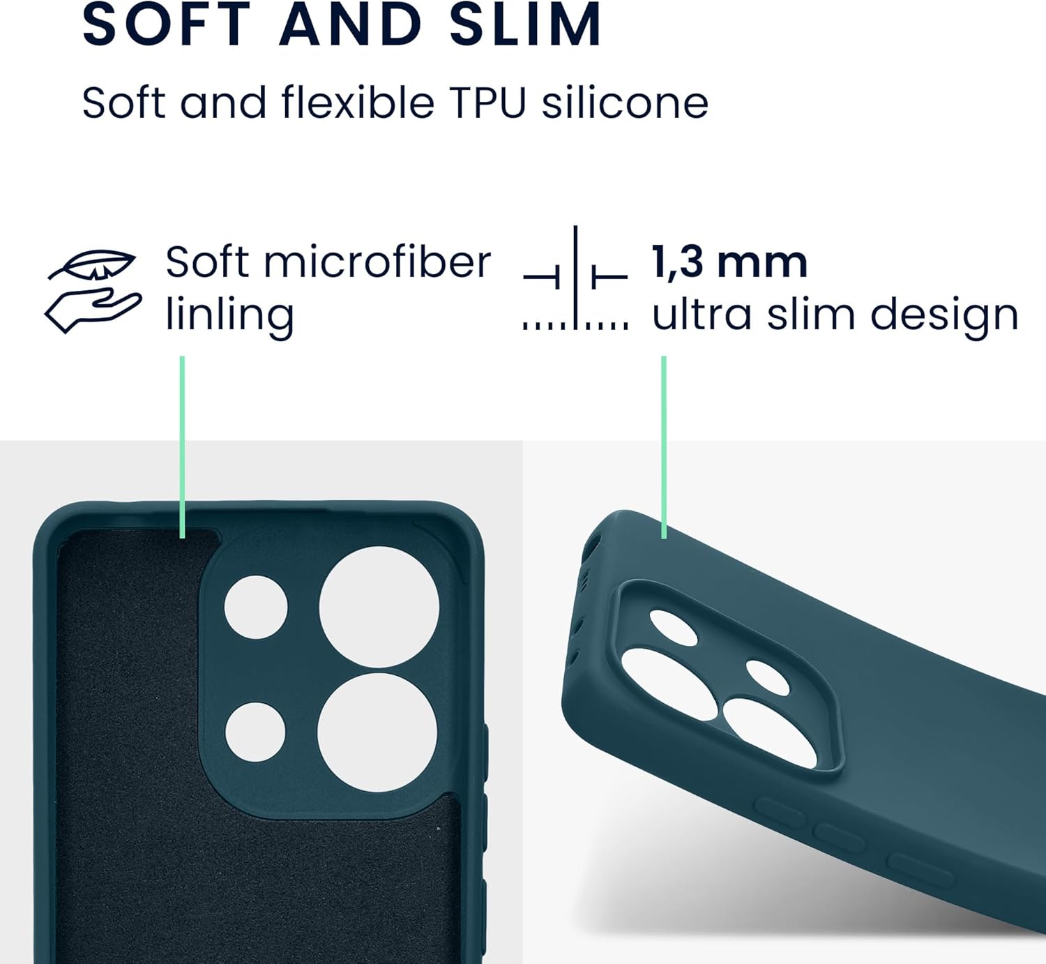 KW Xiaomi Redmi Note 13 4G λεπτή Θήκη Σιλικόνης Rubberized TPU - Matte Petrol