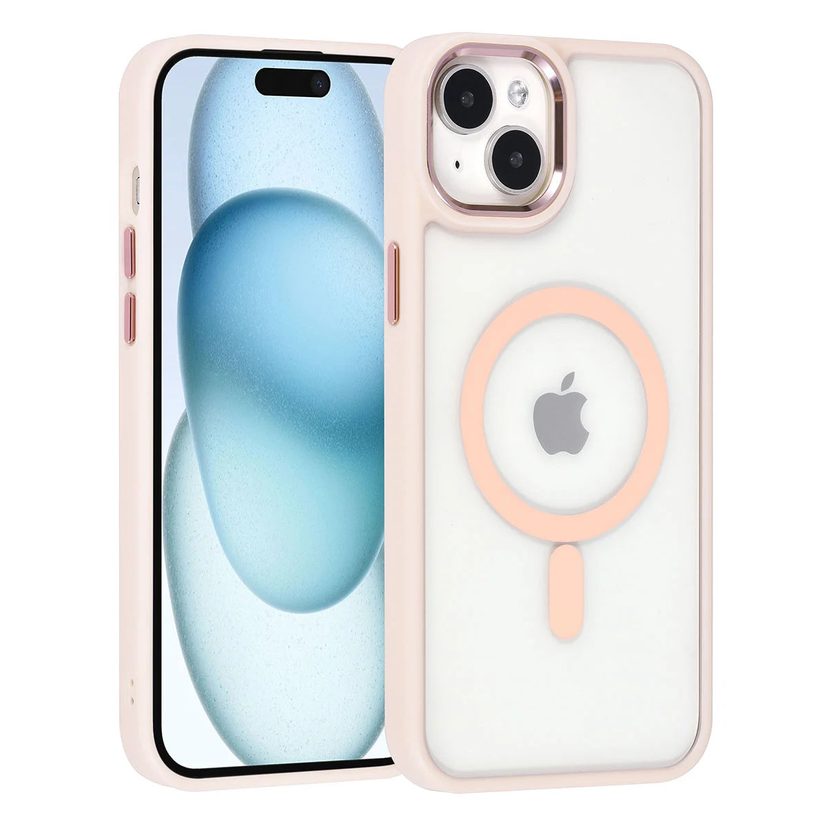 Tuniq iPhone 15 Plus / 14 Plus - MagSafe Σκληρή Θήκη με Πλαίσιο Σιλικόνης - Ροζ Ματ / Διάφανη