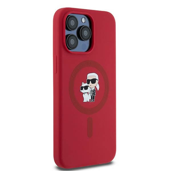 Karl Lagerfeld iPhone 15 Pro Max - Silicone Karl and Choupette - Θήκη Σιλικόνης με MagSafe - Red - KLHMP15XSCMKCRHK