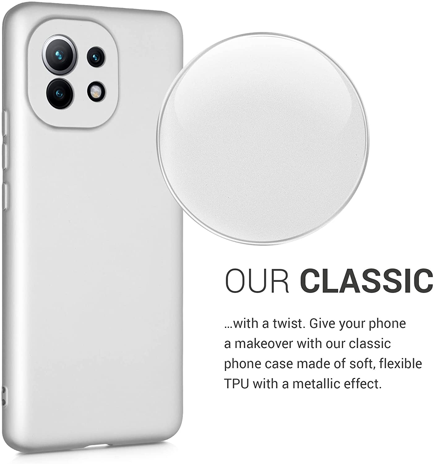 KW Xiaomi Mi 11 Θήκη Σιλικόνης TPU - Metallic Silver - 54189.67