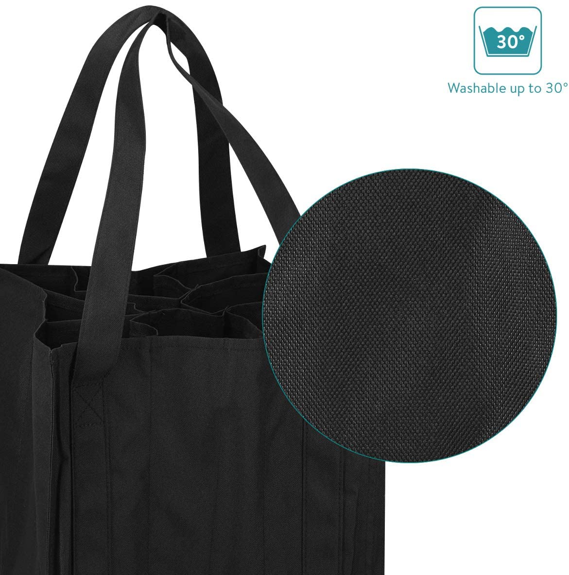 Navaris Επαναχρησιμοποιήσιμη Τσάντα για Μπουκάλια - Black - 46931.01