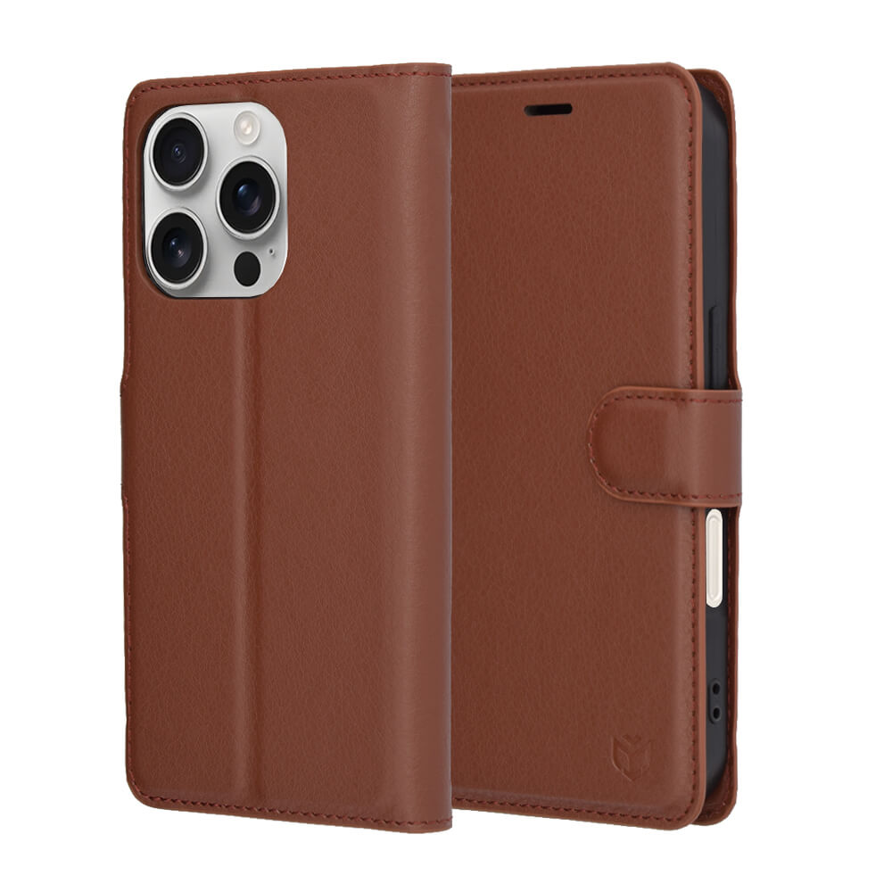 Techsuit iPhone 16 Pro - Leather Folio - Θήκη Πορτοφόλι από Δερματίνη με Stand - Brown