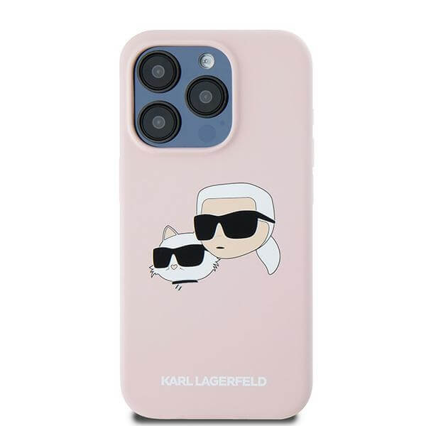 Karl Lagerfeld iPhone 15 Pro Max - Silicone Karl and Choupette - Θήκη Σιλικόνης με MagSafe - Pink - KLHMP15XSKCHPPLP