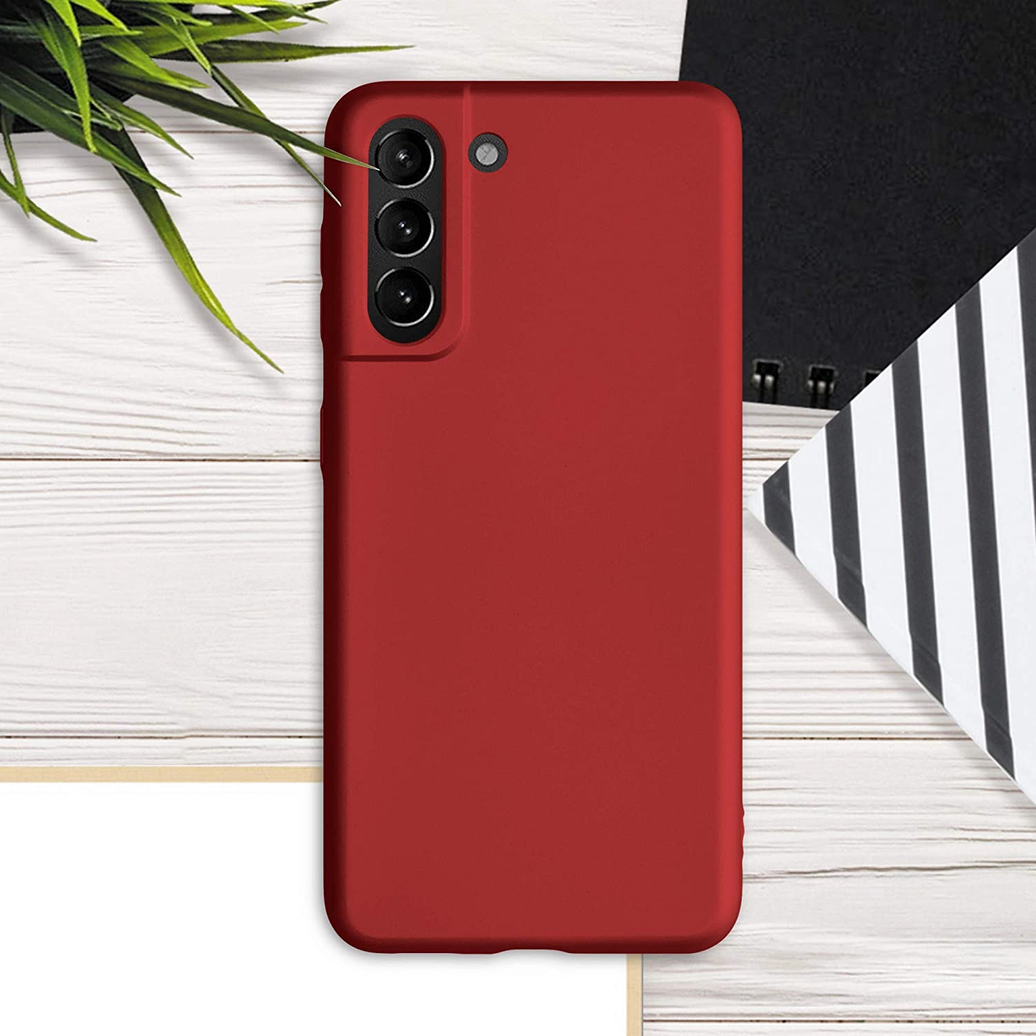 KW Samsung Galaxy S21 Θήκη Σιλικόνης - Metallic Dark Red - 54057.36