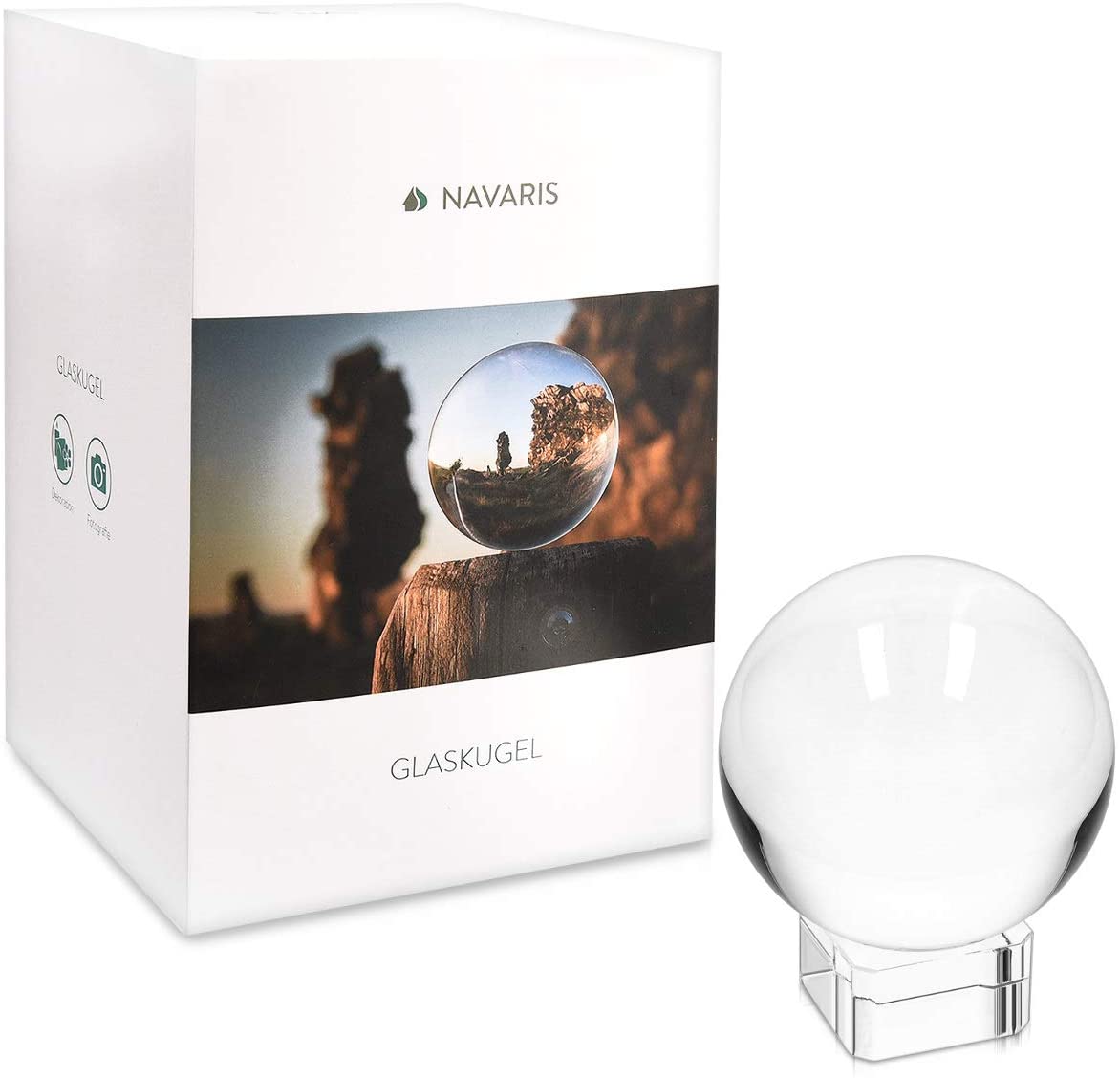 Navaris Glass Photo Ball Κρυστάλλινη Σφαίρα - 80mm - Clear - 42864