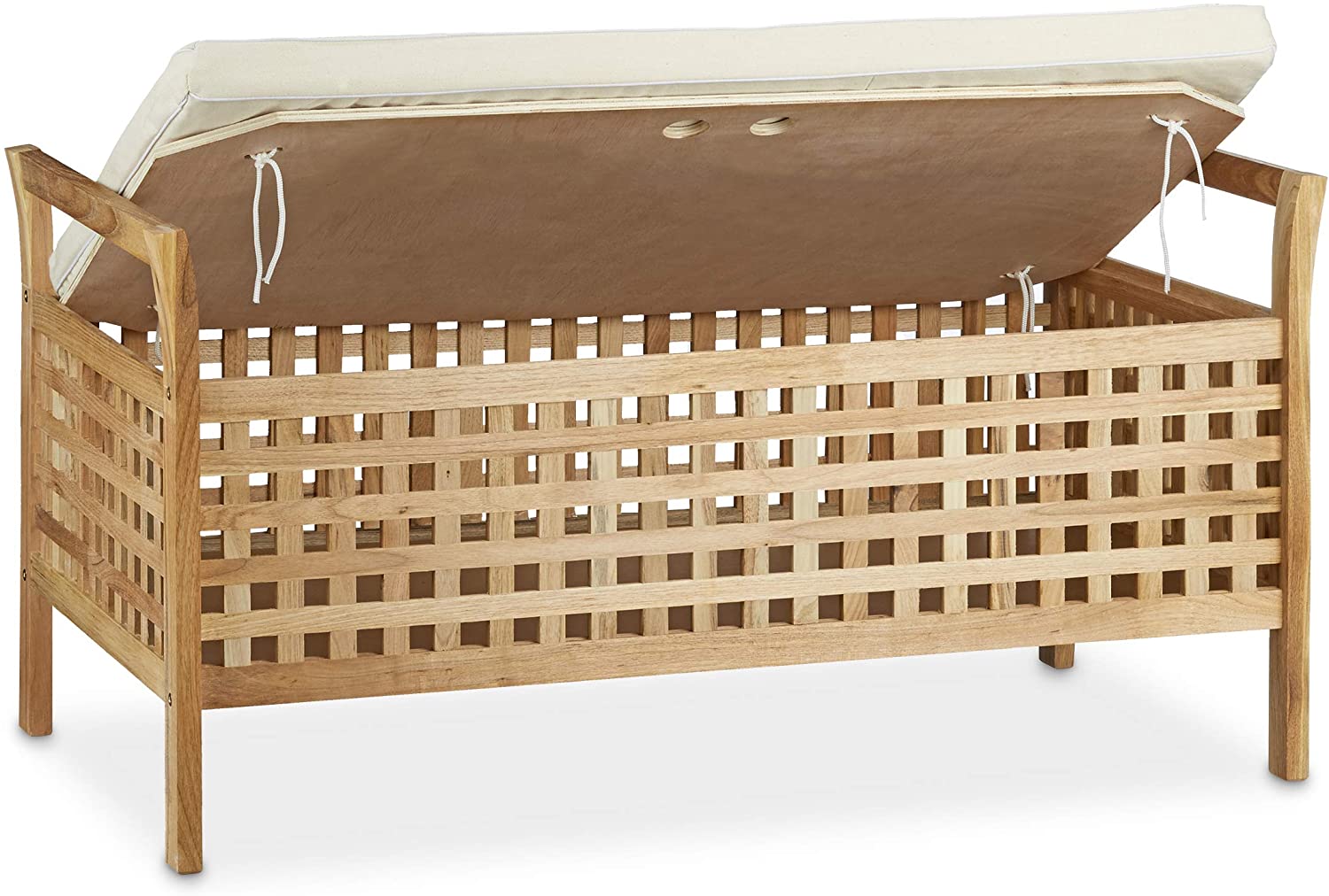 Relaxdays Σκαμπό από Ξύλο με Αποθηκευτικό Χώρο - 46,5 x 92,6 x 49 cm - Natural - 4052025201494