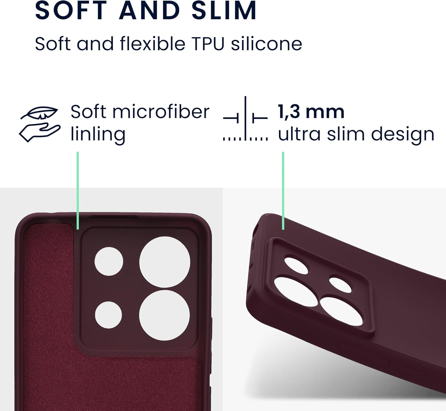 KW Xiaomi Redmi Note 13 Pro 5G / Poco X6 5G Λεπτή Θήκη Σιλικόνης Rubberized TPU - Bordeaux Purple