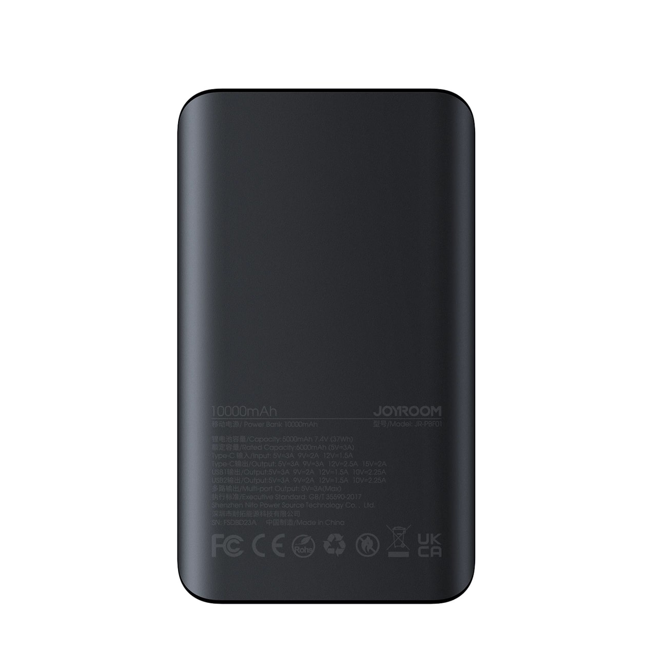 Joyroom JR-PBF01 PowerBank 10000mAh 30W με 2 θύρες USB και μια Θύρα Type-C και Καλώδιο USB to Type-C - Black