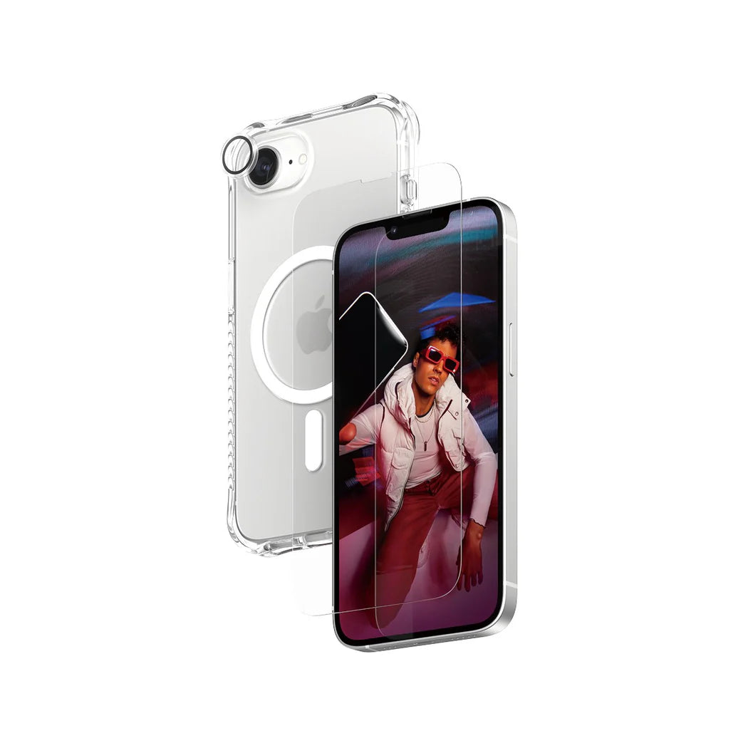 Care by PanzerGlass iPhone 16e - Fashion 3in1 Σετ με 1 Αντιχαρακτικό Γυαλί Οθόνης, 1 Αντιχαρακτικό Γυαλί για την Κάμερα και 1 Θήκη Σιλικόνης - Clear