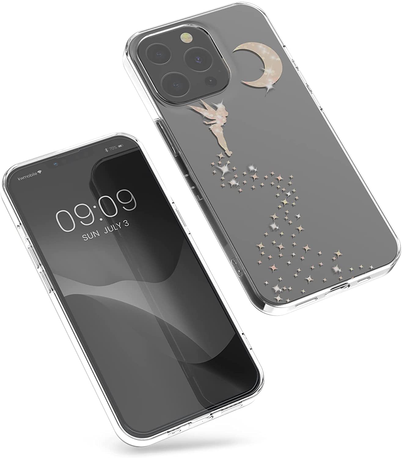 KW iPhone 13 Pro Θήκη Σιλικόνης TPU Design Glittery Fairy - Διάφανη / Rose Gold - 57144.01