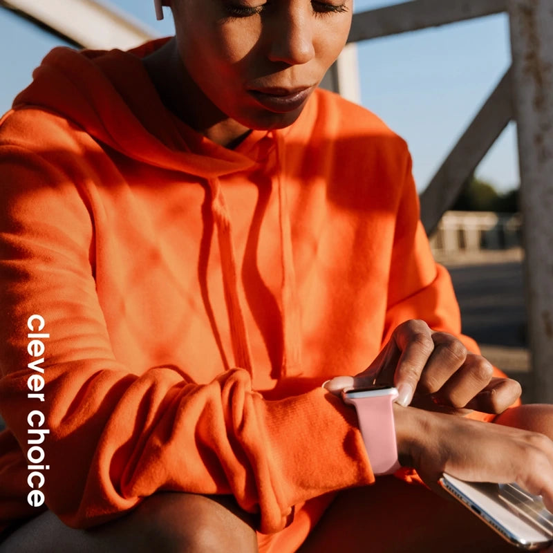 Crong Λουράκι Apple Watch 2/3/4/5/6/7/8/9/10/11 - SE (1/2/3) - 38/40/41/42mm Σιλικόνης - Liquid Strap - Salmon