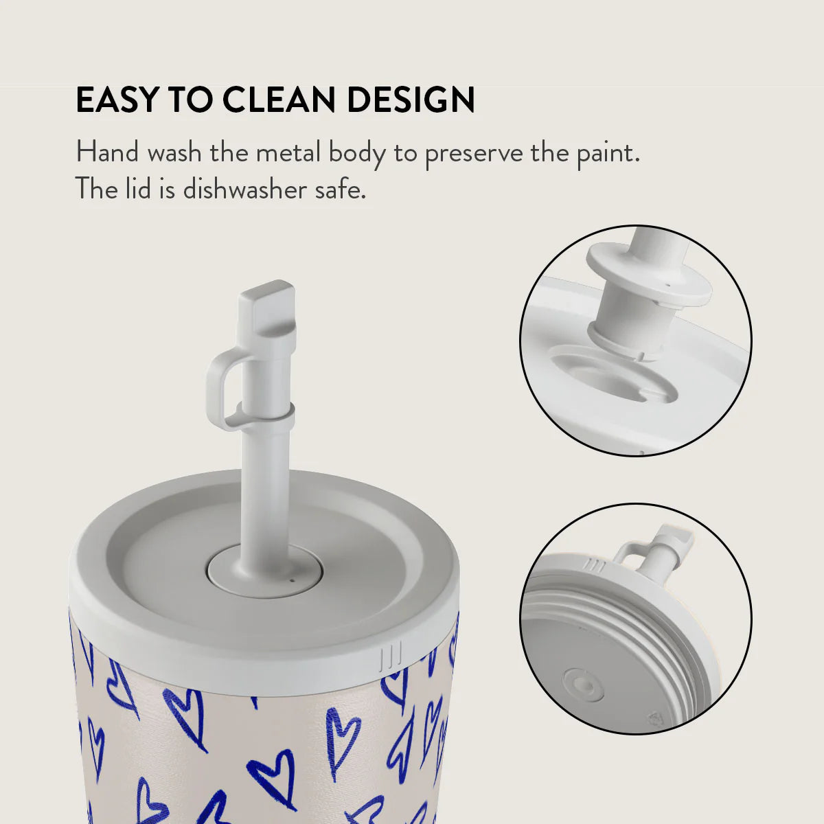 Burga Κούπα θερμός από Ανοξείδωτο Ατσάλι με καλαμάκι - 500ml - Love Me Right